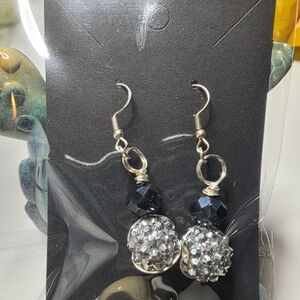 Silver and Black Dangle Earrings
